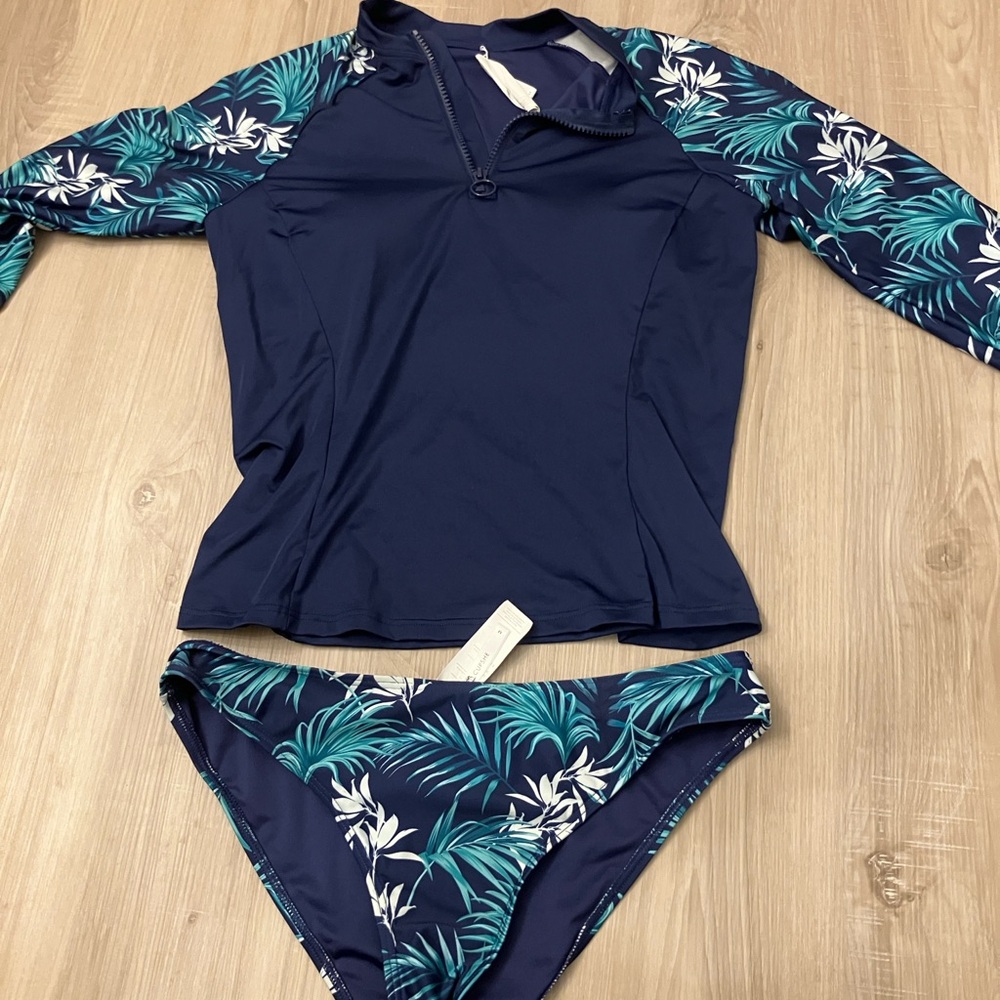 Cupshe Blue and Green Bikini with Tropical Print